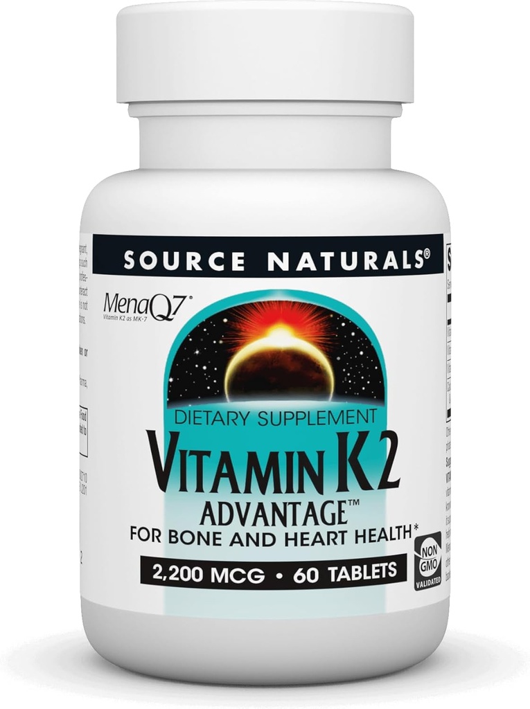 Quelle Naturals Vitamin K2 Vorteil, für Knochen und Herz Gesundheit*, 2200 mcg - 60 Tabletten