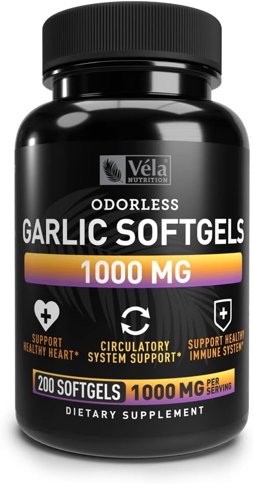 Odorless Knoblauch Ergänzung | 1.000 mg pro Servieren | Unterstützung Herz Gesundheit, Zirkulation und Immunsystem | GMP Zertifiziert, Non-GMO, 3. Partei Getestet | 200 Kapseln