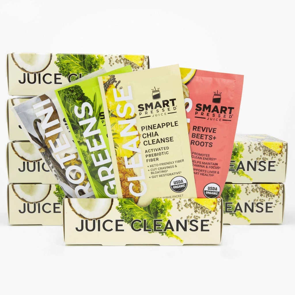 Smart pressed Juice 7 jours bio nettoyage du jus de détox sain programme de détox de végétalien protéines de vanille, jus vert à pression froide, betteraves jus et ananas Chia nettoyage de haute fibre et végétalien