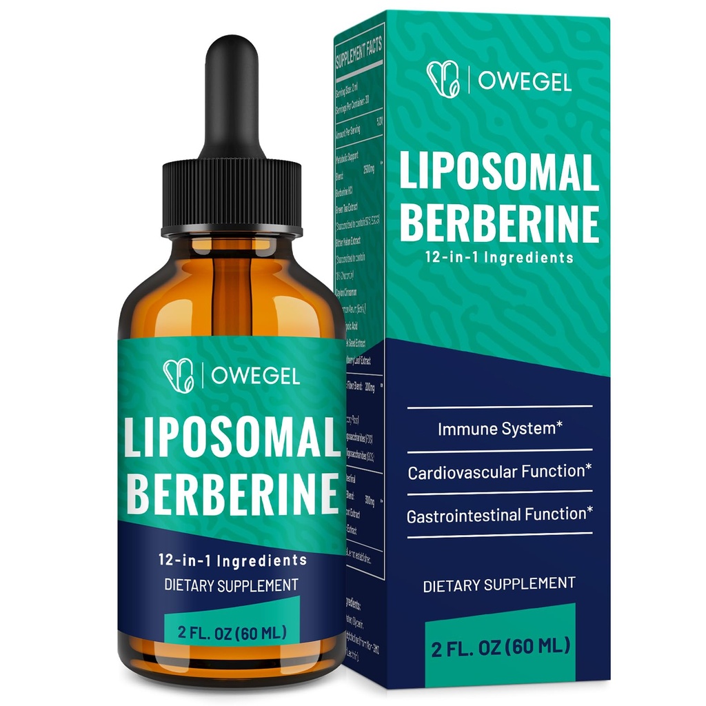 Berberine HCL-Ergänzung mit Ceylon Cinnamon - Highly Absorbable Liposomal Berberine Liquid Drops 3000mg- 12 in 1 Natürliche Zutaten - AMPK Activator - 2 Fl Oz