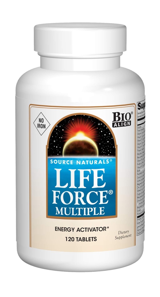 Fonte Naturals Life Force Ferro multigiornale gratuito Multivitaminico ad alta potenza Vitamine essenziali, Minerali, Antiossidanti e nutrienti - Energy & Immune Boost - 120 compresse