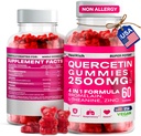 Quercetin Gummies - 2500MG Quercetin avec Bromelain L-theanine & Zinc - Supplément Pure pour système immunitaire Lung et allergie Support - Immunity Booster Vegan Suppléments pour enfants et adultes - Fabriqué aux États-Unis