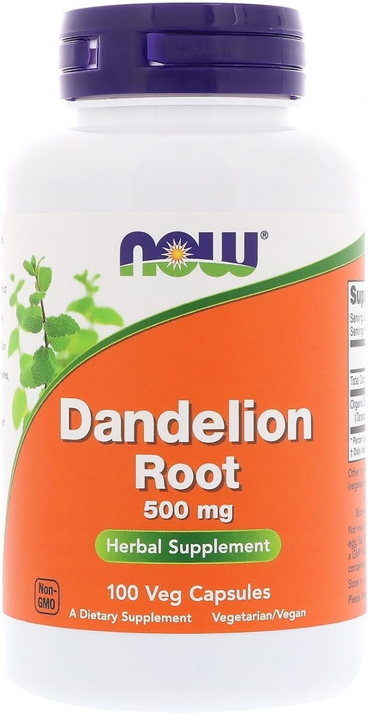 NOW Radice di dadelion 500mg, 100 capsule (pacchetto di 3)