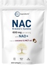NAC 600mg mit NAD+, 300 Softgels | N-Acetyl L-Cystein + Nicotinamid + MCT Oil | Cellular Energy & Antioxidant Support | Clean Label, Non-GMO