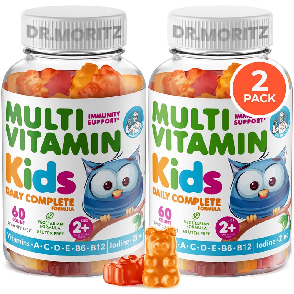 DR. MORITZ Kids Multivitamin Gummi - mit Kindern Vitamine A C D E B6 B12 Zink und mehr - Kompletter täglicher Support - Vegetarisch und Non-GMO, 2 Pack (120 Count)