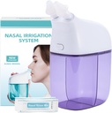 Système d'irrigation nasale avec 30 paquets salines, machine à rincer Sinus, machine à nettoyer Sinus Nez avec réservoir d'eau et réservoir de collecte des déchets - Violet