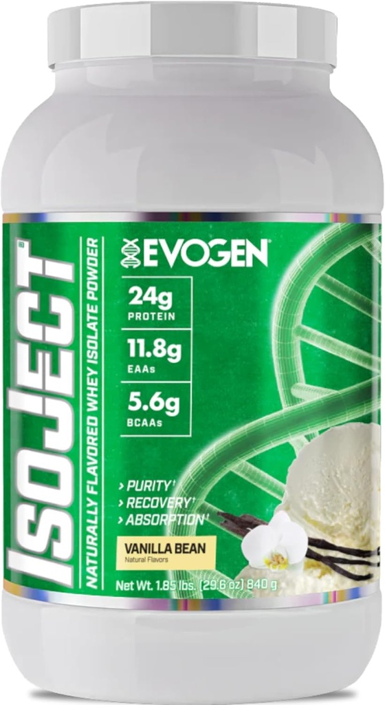 Evogen Isoject Naturals - Whey Protein Isolate | Naturally Flavored, Ultra-Pure Whey Protein Powder with IgnitorTM Enzymes, BCAAs, and EAAs | Enhanced Absorption & Recovery | Vanilla Bean | 28 Servings