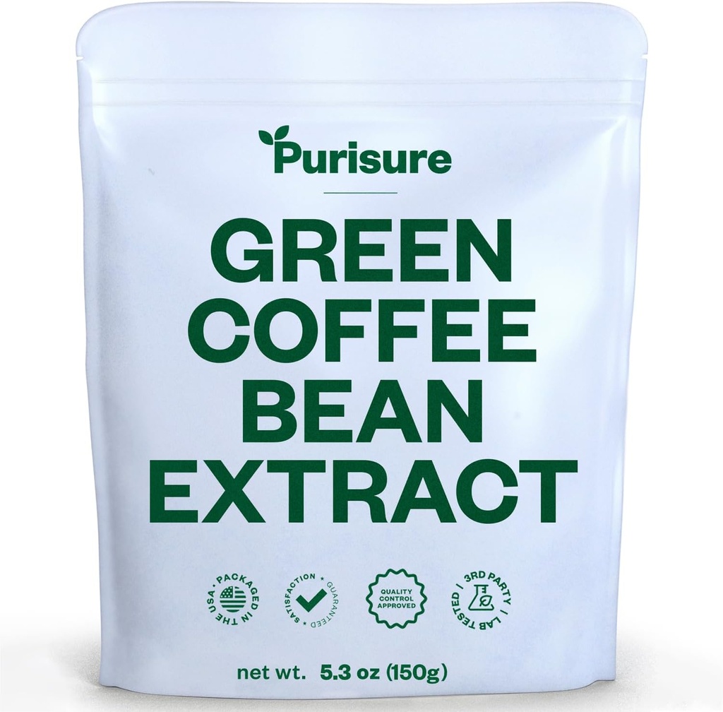 Purisure Green Coffee Bean Extract 150g, Grüner Kaffee mit Chlorogenic Säure, Körper-Detox und Cleanse für Frauen und Männer, natürliche Appetit Suppressant zu unterstützen Vitalität und Energie, 750 Servierungen