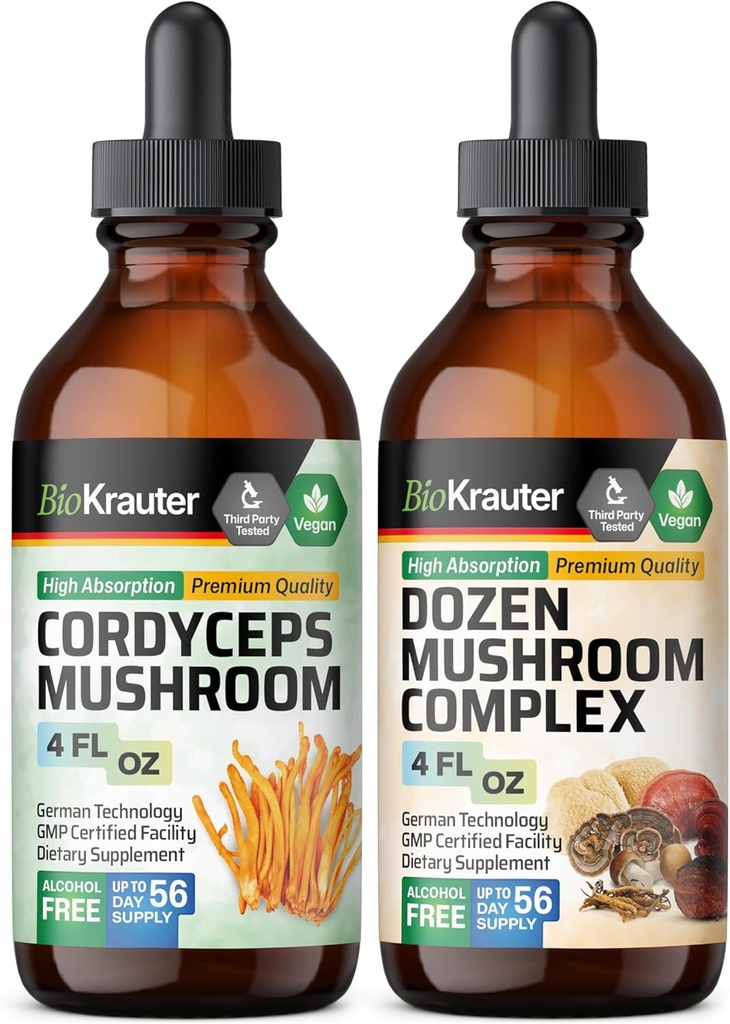 BIO KRAUTER Cordyceps Pilz Tinktur 4 Fl. Oz. & Duzen Pilz Tinktur 4 Fl. Oz.