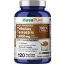 NusaPure Tribulus Terrestris 50:1 Extrakt, 1000 mg Äquivalent zu 50.000mg| 120 Veggie Caps | 95% Steroidal Saponins | Non-GMO, Bioperine