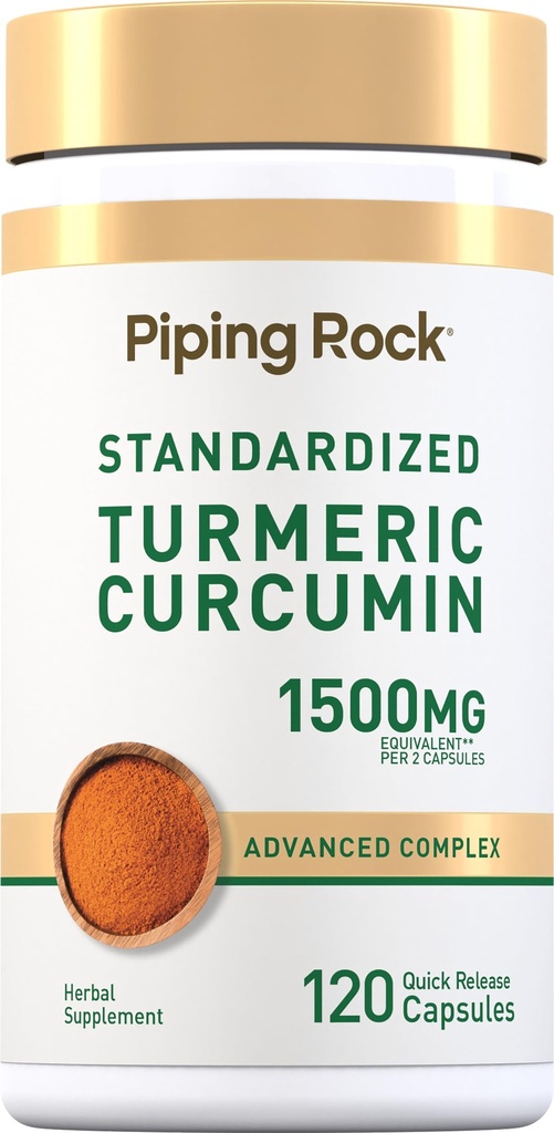 Piping Rock curcuma curcuma currica complesso 1500mg | 120 capsule | con estratto di pepe nero e ciliegia di tart | Formula avanzata supplemento | Non-GMO, senza glutine