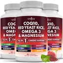 NEU AGE COQ10 200mg Red Yeast Rice Omega 3-6-9 Magnesium Complex Zink Vitamin K2 D3 - unterstützen Vitamine für Frauen und Männer mit Vitamin B3, Coenzym Q10-180 Count