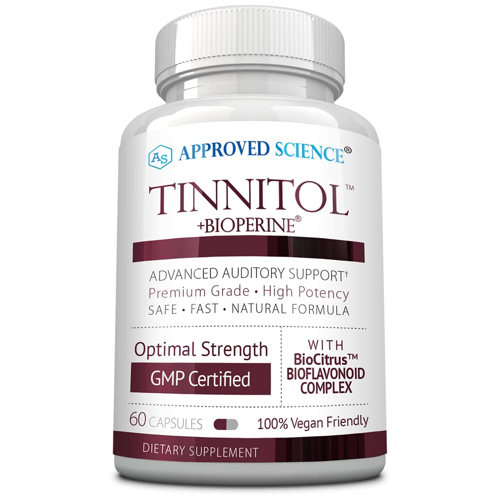 Genehmigte Wissenschaft Tinnitol - Tinnitus Support Supplement - Ease Ringing in The Ears - Boost Inner Ear Health - 60 Kapseln - Made in USA