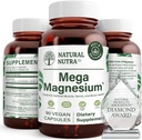 Natural Nutra Mega Magnesio 400mg Supplemento - Alto assorbimento Aminoacido Chelato, Citrato, Malate Blend per la crescita del muscolo, Bone Forza, salute del cuore, Nerve Support - 90 capsule (Pack of 3)