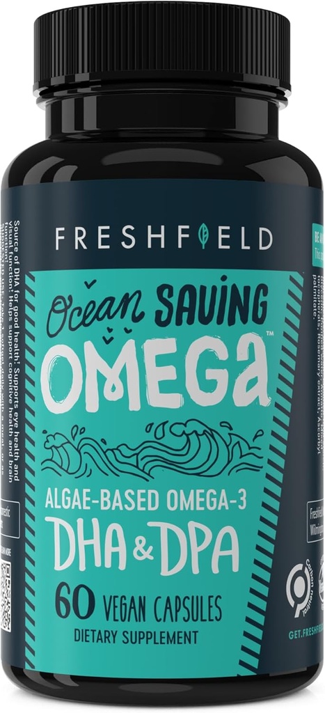 Ocean Saving Omega, Algae Omega 3, DHA Supplement, 2-Month Supply, Sustainable Sourced, Höchste Ebenen von DHA pro Kapsel (440 mg), w/DPA