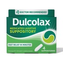 Dulcolax Stimulant Laxatif Suppositoires médicamentées, Prodictable & Effective Constipation Relief, Bisacodyl 10 mg, 4 Compte