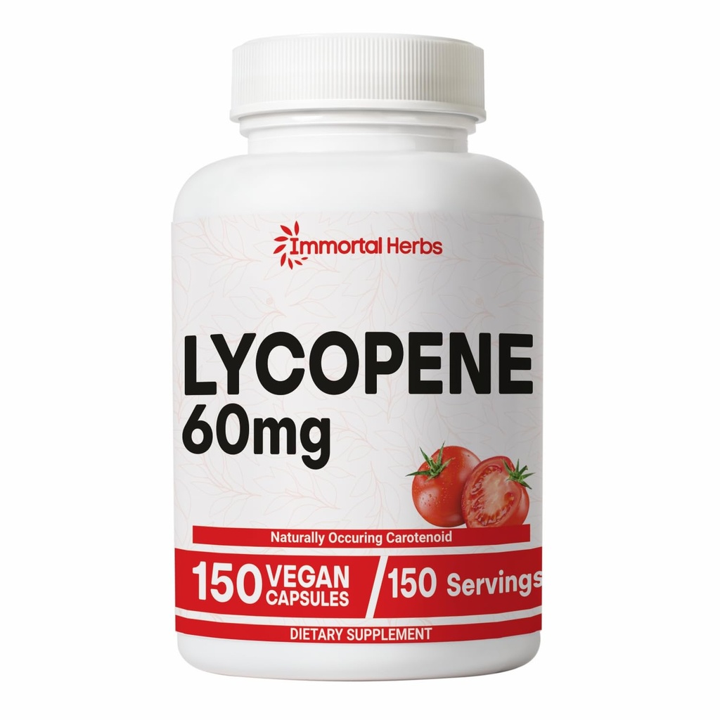 Lycopin-Ergänzung für Herren 60mg, 150 Kapseln, Natürliche Tomaten-Extrakt-Pulver für Haut, Herz-und Immun-Unterstützung, 100% Veg Lycopin-Komplex, Non-GMO und glutenfreie Carotenoid-Ergänzung