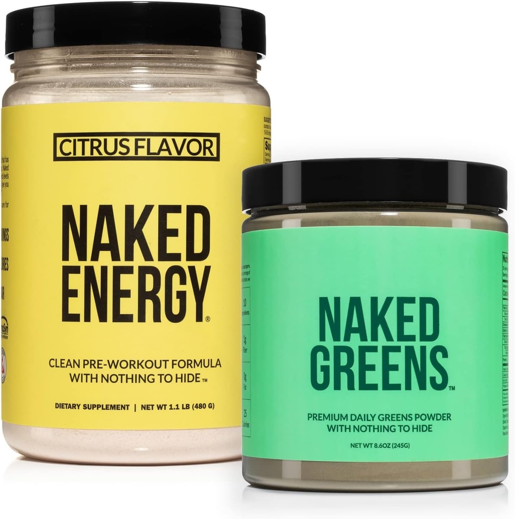 NAKED Vegan Energizing Bundle Citrus Energy Nutrition Super Greens Powder Organic Greens Supplement
