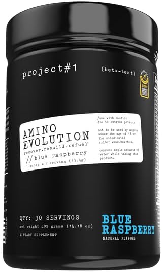 Projekt #1 AminoEVolution: Muskelunterstützung & Erholung | BCAA's, EAA's, Elektrolyte Pulver | Keto-Friendly Energy Boost | Pre Workout für Männer & Frauen | 30 Servierungen - Blau Himbeere | Aminosäuren