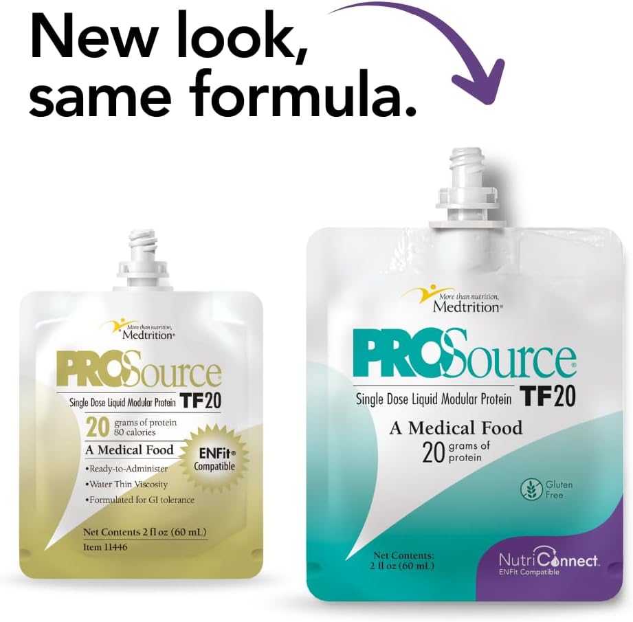 Medtrition NutriConnectTM ProSource® TF20 – ENFit® Kompatible Modular Protein Supplement for Tube Feeding – 20g Liquid Protein in 60mL Pouch – unterstützt Aspen Guidelines & ICU Nutrition