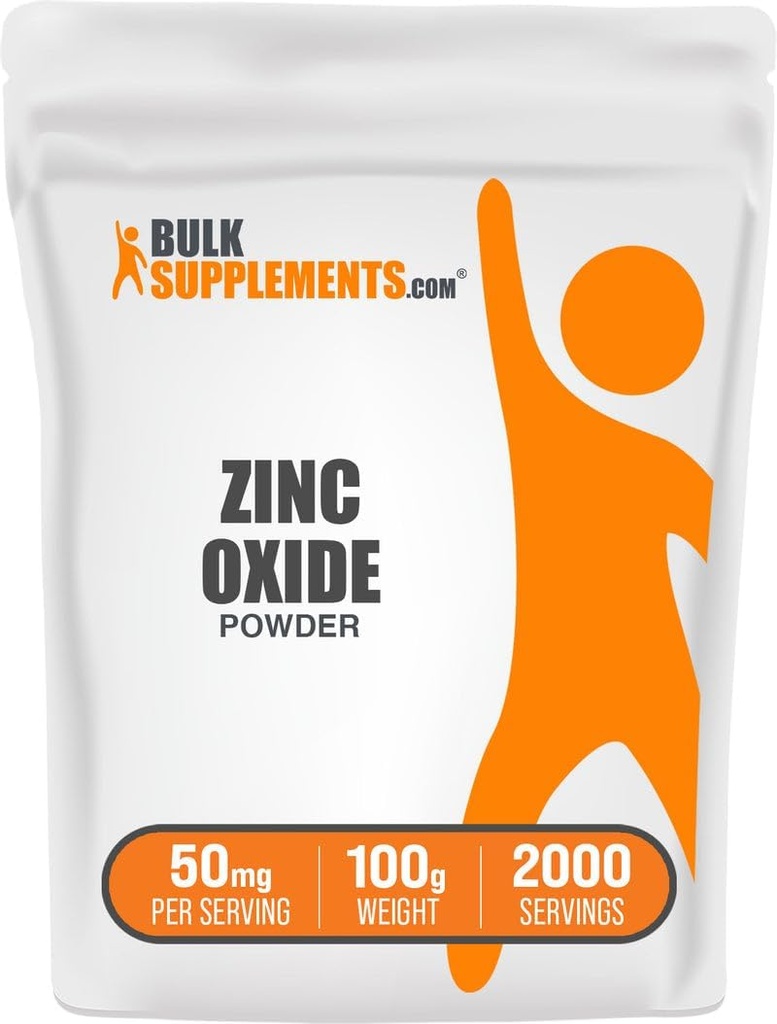 BulkSupplements.com Polvere di ossigeno di zinco - Supplemento di ossigeno di zinco, supplemento minerale per il supporto immunitario - Gluten Free, 50 mg per porzione, 250g (8.8 oz) (pacchetto di 1)
