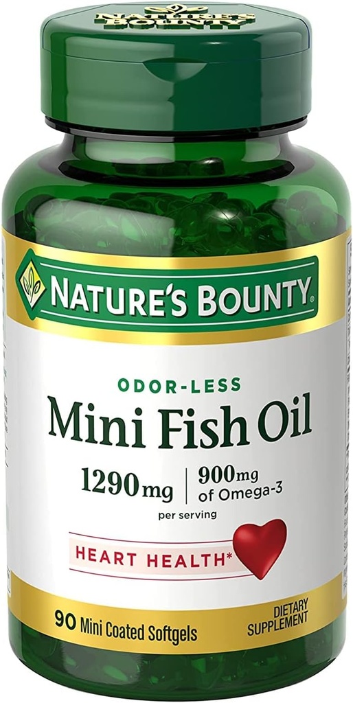 Olio di pesce 1290 mg, Mini Softgels inodore, 2 bottiglie (90 conta)