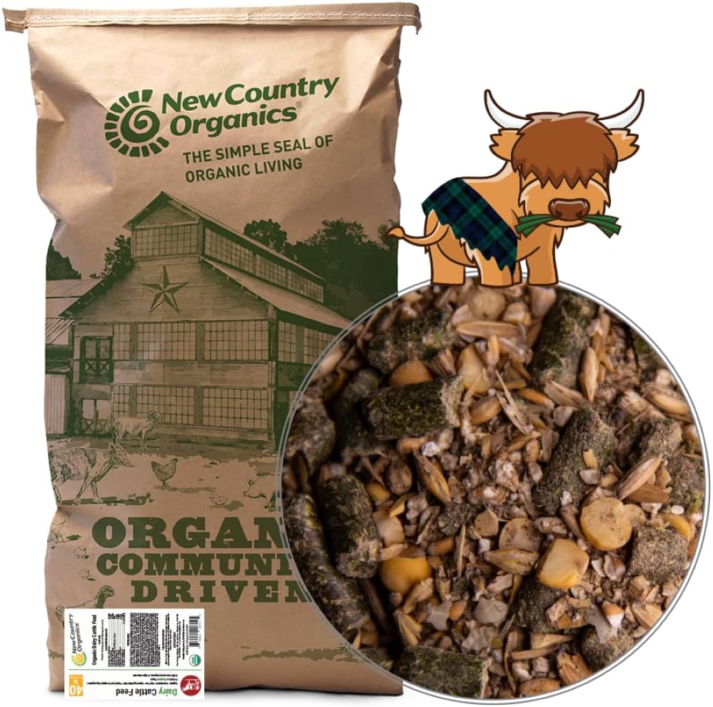 New Country Organics | Cattle Feed für Molkerei Cattle | Soy-Free & Corn-Free | 16% Protein | Certified Organic and Non-GMO | 40 lbs