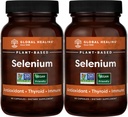 Global Healing Center Sélénium 200mcg 2-Pack, supplément de sélénium pur avec ingrédients organiques, antioxydants pour la thyroïde et la santé immunitaire pour les hommes et les femmes - plus que le sélénium 100 mcg (60 capsules)