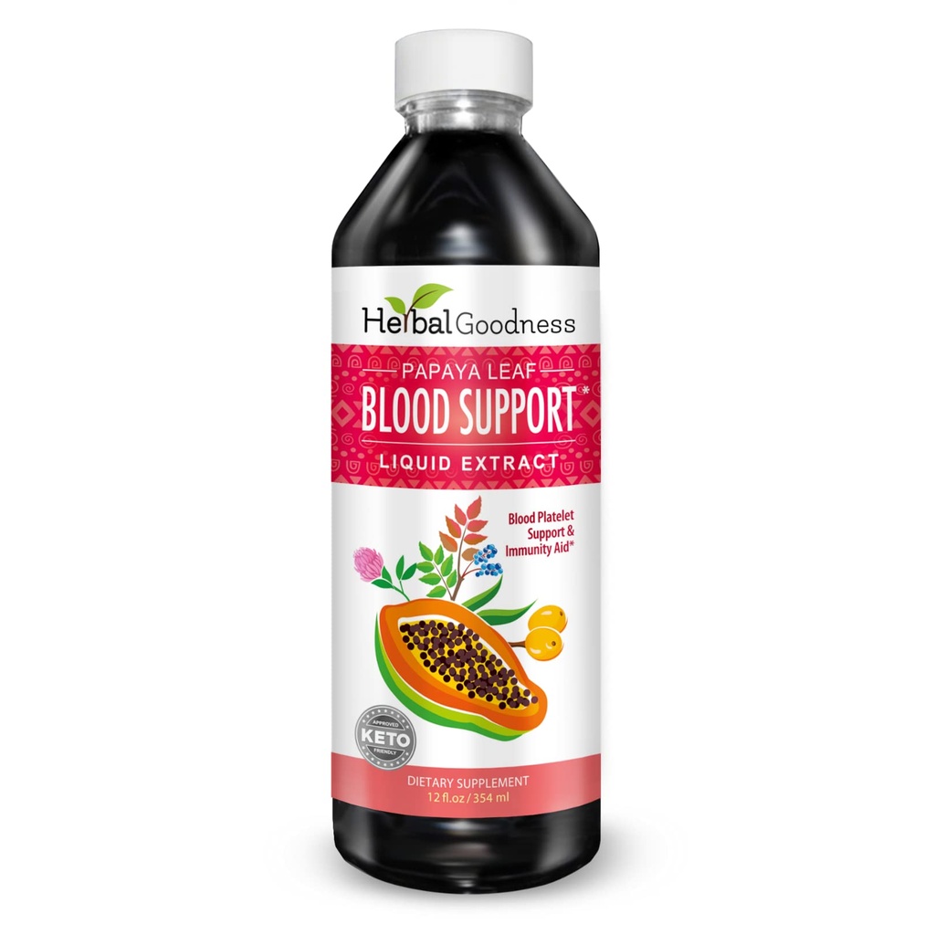 Papaya Blatt Blut Unterstützung Flüssigkeit - 15X Stärke - Papaya Blatt Extrakt - Gesunde Plättchen, Blutreinigung, Verdauung, Papaya Enzyme - 12oz Flüssigkeit - Kräuter-Güte (1 btl)