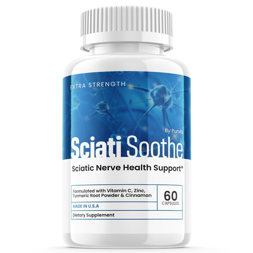 Sciatisoothe Supplément pour Scitica, Sciati Soothe Nerve Health, Sciatisoothe Capsules Vitamines, Sciatisoothe Avancé Soutien général de bien-être Formule de force maximale Fabriqué aux États-Unis (60 capsules)