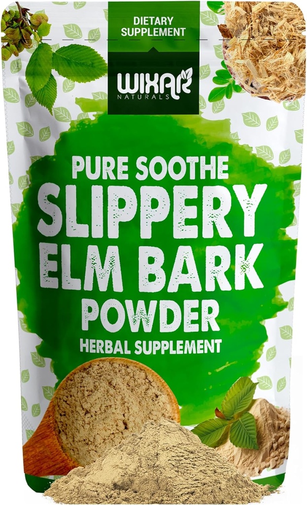 WIXAR Slippery Elm Bark Pulver - Soothe Digestive Gesundheit, Sore Throat, Säure Reflux - Hergestellt aus Inner Bark, Natürliche & Glutenfreie Mischung, GMO-frei, vegan Freundlich - Kräuterergänzung Pulver - 5oz