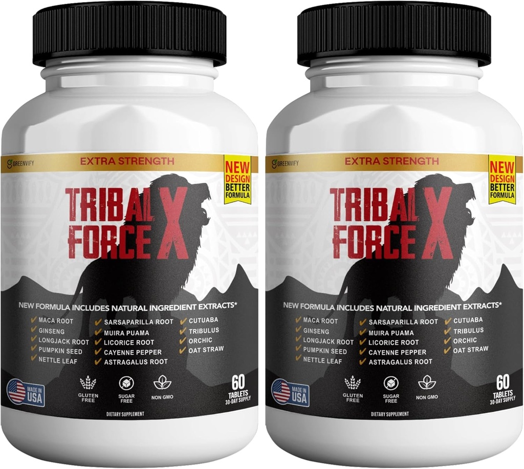 Tribal Force X Extra Forza Integratore Naturale, 60 Compresse, Senza Glutine, Non OGM, Alimentazione 30 giorni (2)