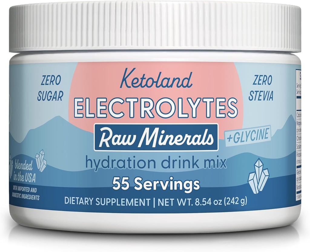 Rohe Mineralien + Glycine | Unflavored Keto Elektrolyte Pulver | Kein Zucker, Stevia oder Füllstoffe