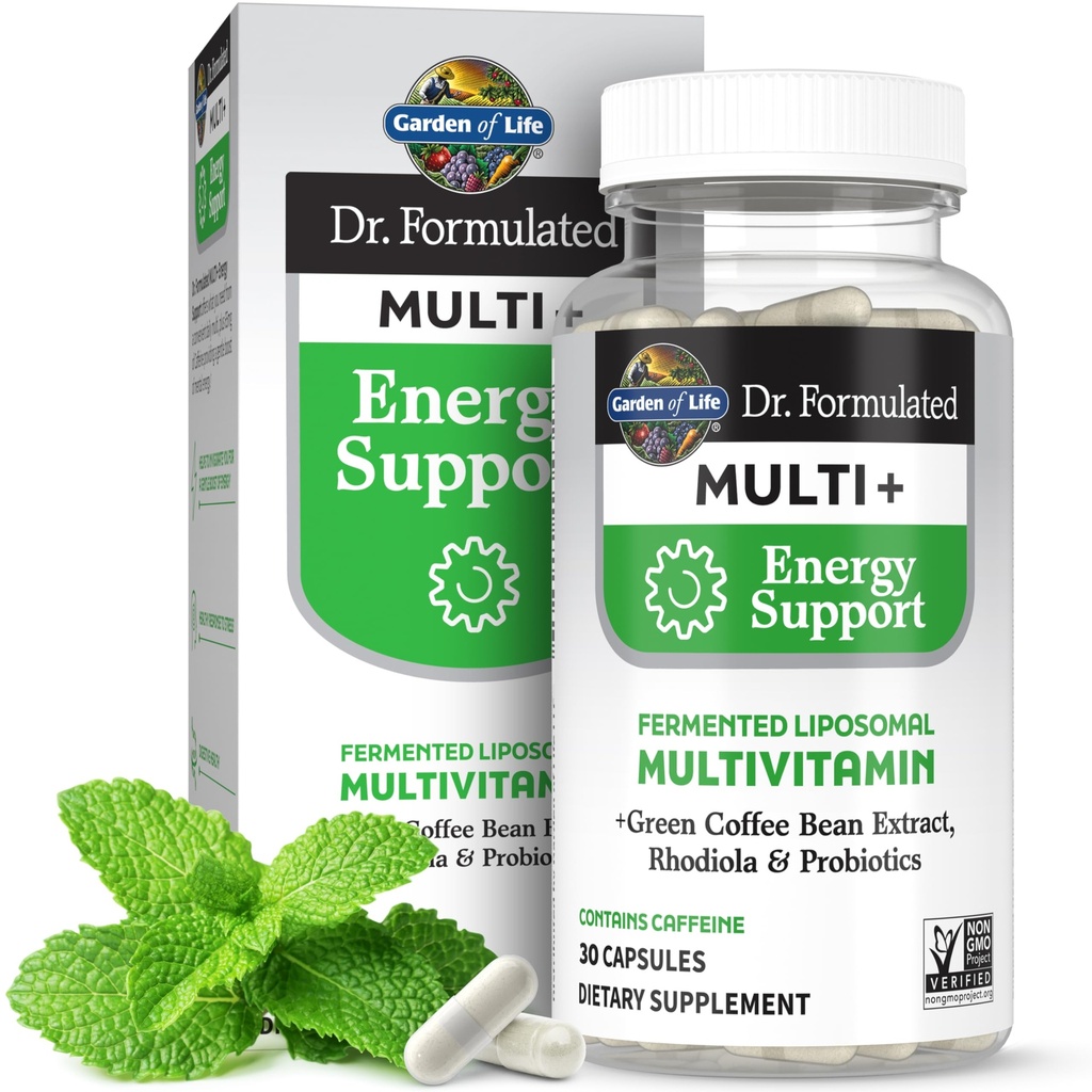 Garten des Lebens Dr. Formuliert Multi+ Energie Unterstützung: Fermented Liposomal Multivitamin + Green Coffee Bean Extract, Rhodiola & Probiotics - Boost Energy, Support Digestion & Immune Health, 30 Kapseln
