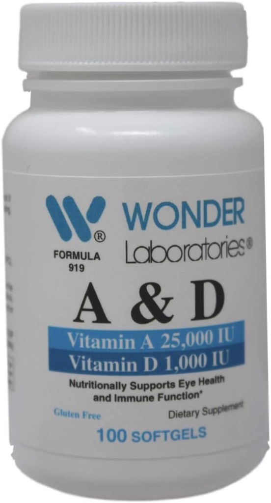 Wunder Laboratories Vitamin a 25.000 IU von Cod Liver Fish Oil + Vitamin D3 1.000 IU