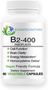 B2-400 Pure Riboflavin - Nervous System Health, Homocysteine Detox, Cardiovascolare, Aiuta ad aumentare l'energia, Clarity mentale, Metabolismo e funzione cellulare (60, Unflavored)