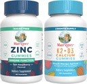 MaryRuth Organics Zinc (Tart Raspberry) & Vitamine K2+D3 Gummées de calcium (Peach Mango & Apricot)