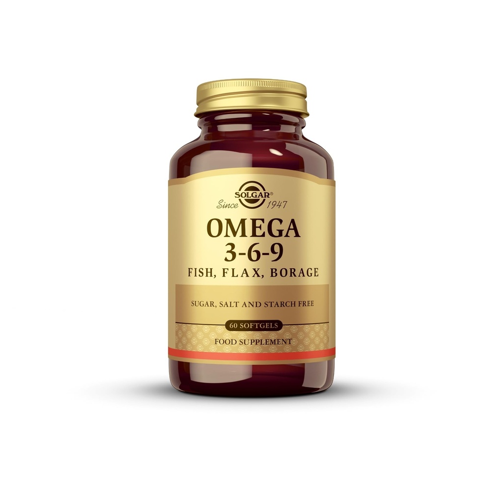 Solgar 1300 mg Omega 3-6-9-60 Softgels - Unterstützung für Gelenk- und Hautgesundheit - Non-GMO, Glutenfrei - 20 Portionen