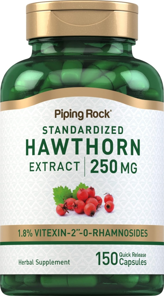 Piping Rock Hawthorn Berry Kapseln | 250mg | 150 Pillen | Kräuter Extrakt Ergänzung | Non-GMO, Gluten Kostenlos