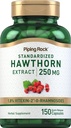 Piping Rock Hawthorn Berry Kapseln | 250mg | 150 Pillen | Kräuter Extrakt Ergänzung | Non-GMO, Gluten Kostenlos