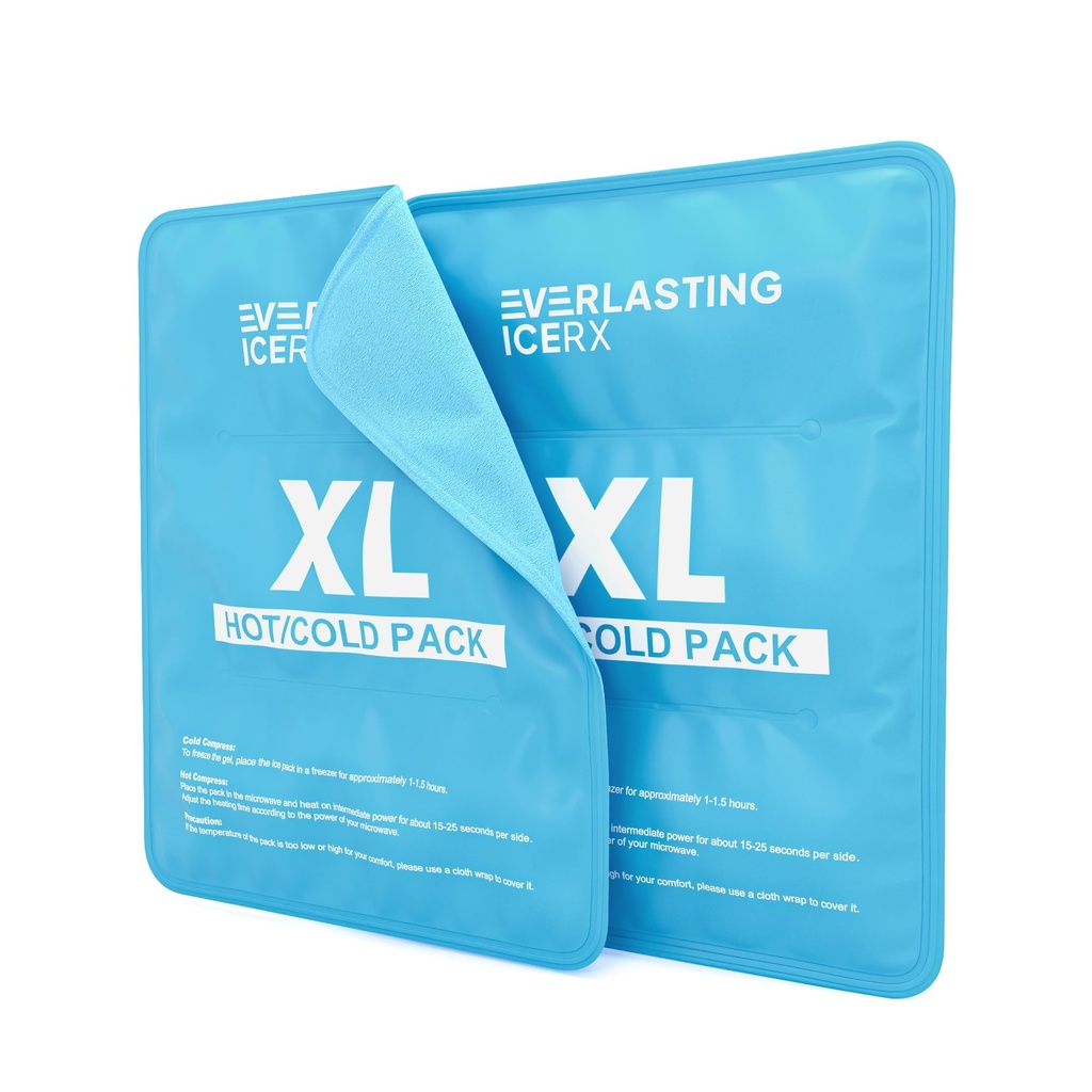 Wiederverwendbares Eispaket für Verletzungen | 11" x 14.5" - 2 Pack XL | Hot & Cold Pack | Großes Eispaket für Rückenschmerzen Relief, weiche Eispakete wiederverwendbar, flexibel, wenn gefroren