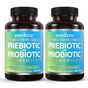Supplément de probiotiques et de prébiotiques Zentastic - 50 milliards CFU - pour les hommes et les femmes Immunis et santé digestive - 16 souches - Étagère stable - 120 gélules à libération différée