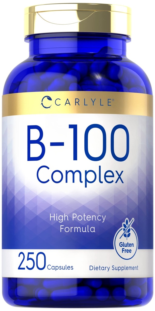 Carlyle B-100 Vitamine complexe de 250 gélules, supplément sans gluten
