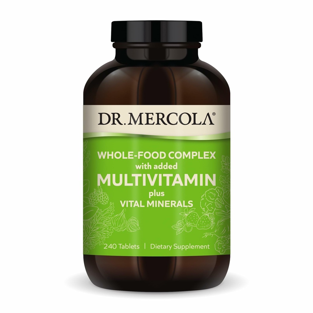 Dr. Mercola Whole-Food Complex mit Zusatz von Multivitamin Plus Vital Minerals, 30 Portionen (240 Tabletten), Nahrungsergänzung, unterstützt Gesamtgesundheit