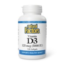 Natural Factors - Vitamin D3 5000 IU, Supports Healthy Bones, 120 Soft Gels