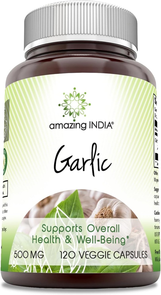 Erstaunlich Indien Knoblauch 500 mg 120 Veggie Kapseln Ergänzung | Non-GMO | Gluten-Free
