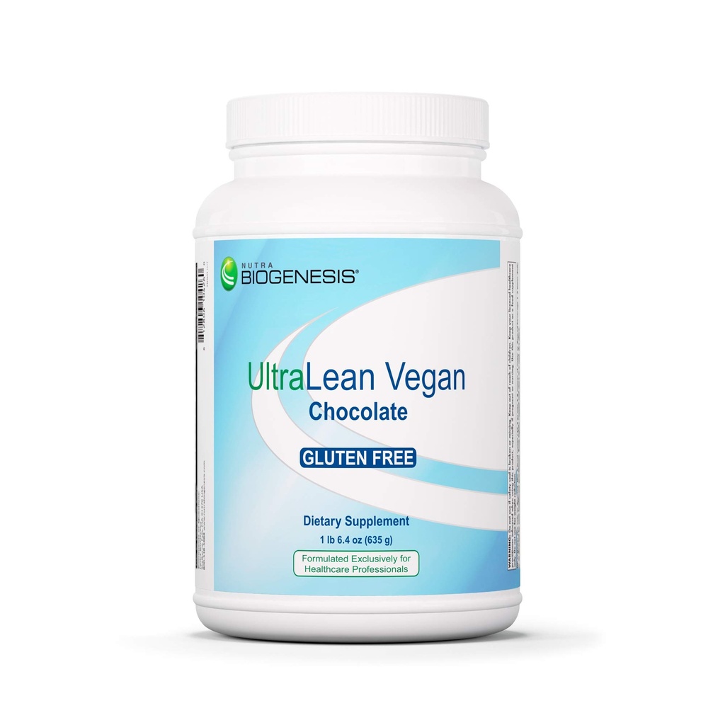 Nutra BioGenesis UltraLean Vegan Chocolate Protein Powder - Pflanzenbasiertes Proteinpulver für Männer und Frauen, Lactosefreies Pea Protein für Muskelunterstützung mit Mikronährstoffen & Vitaminen - 1 lb 5.4 oz (635 g)