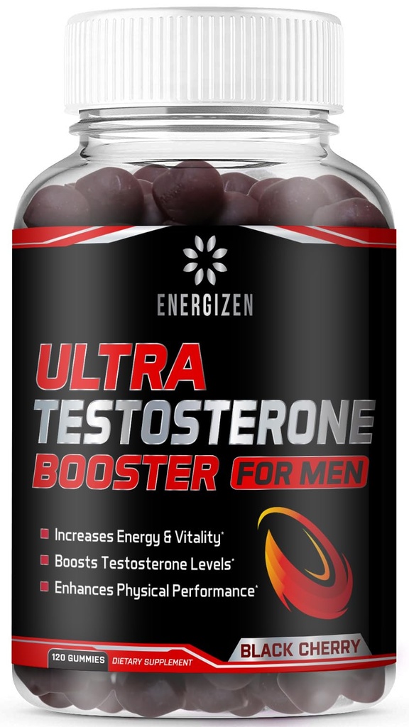 8in1 Testosteron-Booster für Männer mit Tongkat Ali, Fenugreek, Ashwagandha und Magnesium - Verbesserung Libido & Hormonal Balance, Non GMO Made in the USA, Black Cherry, 120 Count Gummies für Männer