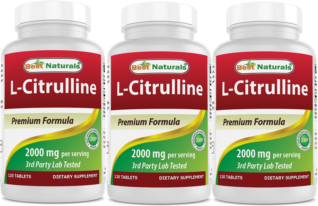 Best Naturals L-Citrulline 2000mg/Serving - Non-OGM - Gluten Free - 120 compresse (120 conteggio (Pack of 3))