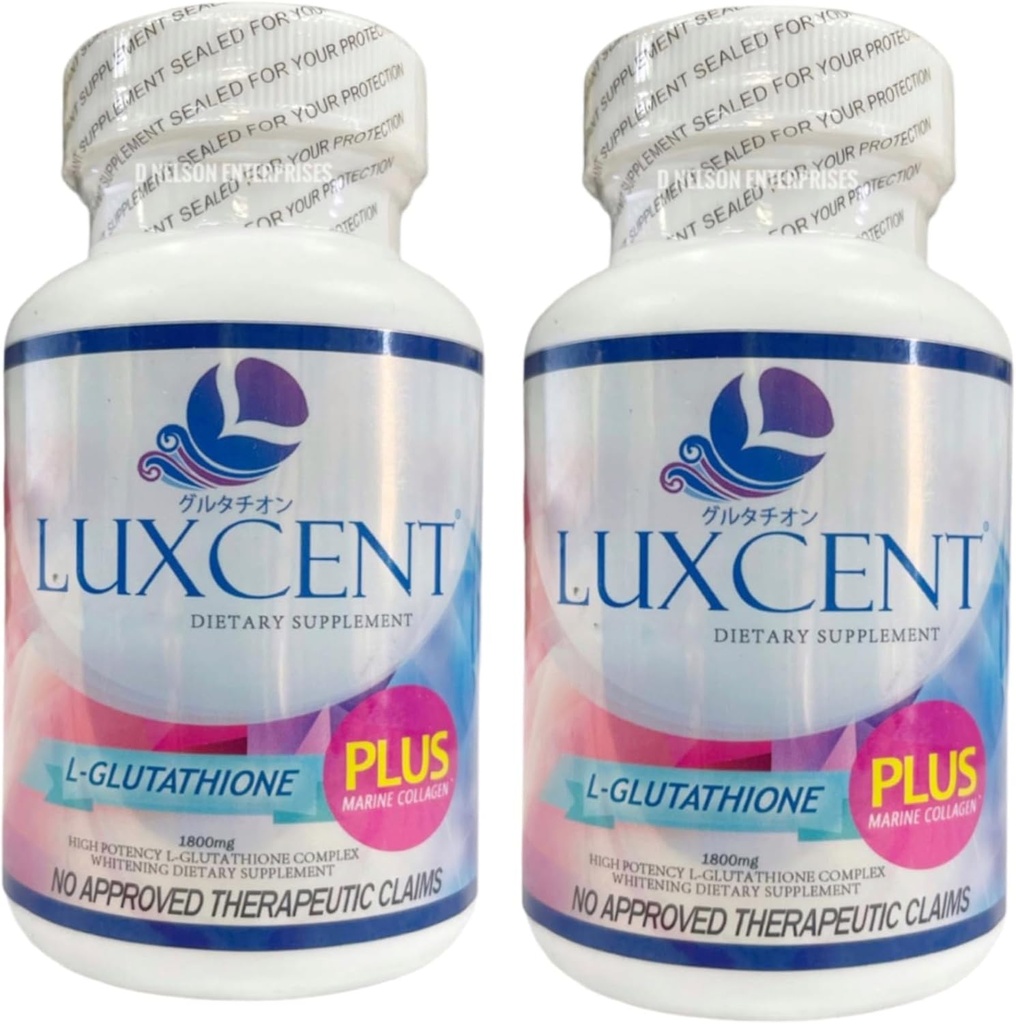 Generische 2 Flaschen Luxcent Glutathione Plus Kapseln 1800mg, 60 Zähler
